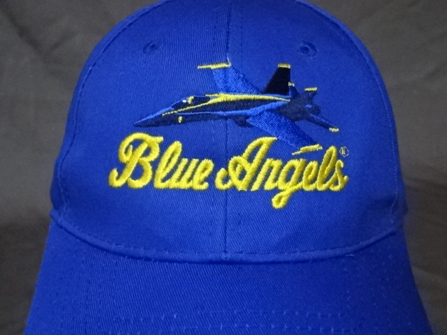 激レア USA購入 アメリカ海軍 アクロバット飛行隊 ブルーエンジェルス 【Blue Angels】 星条旗 ロゴ刺繍入り キャップ ブルー 中古良品