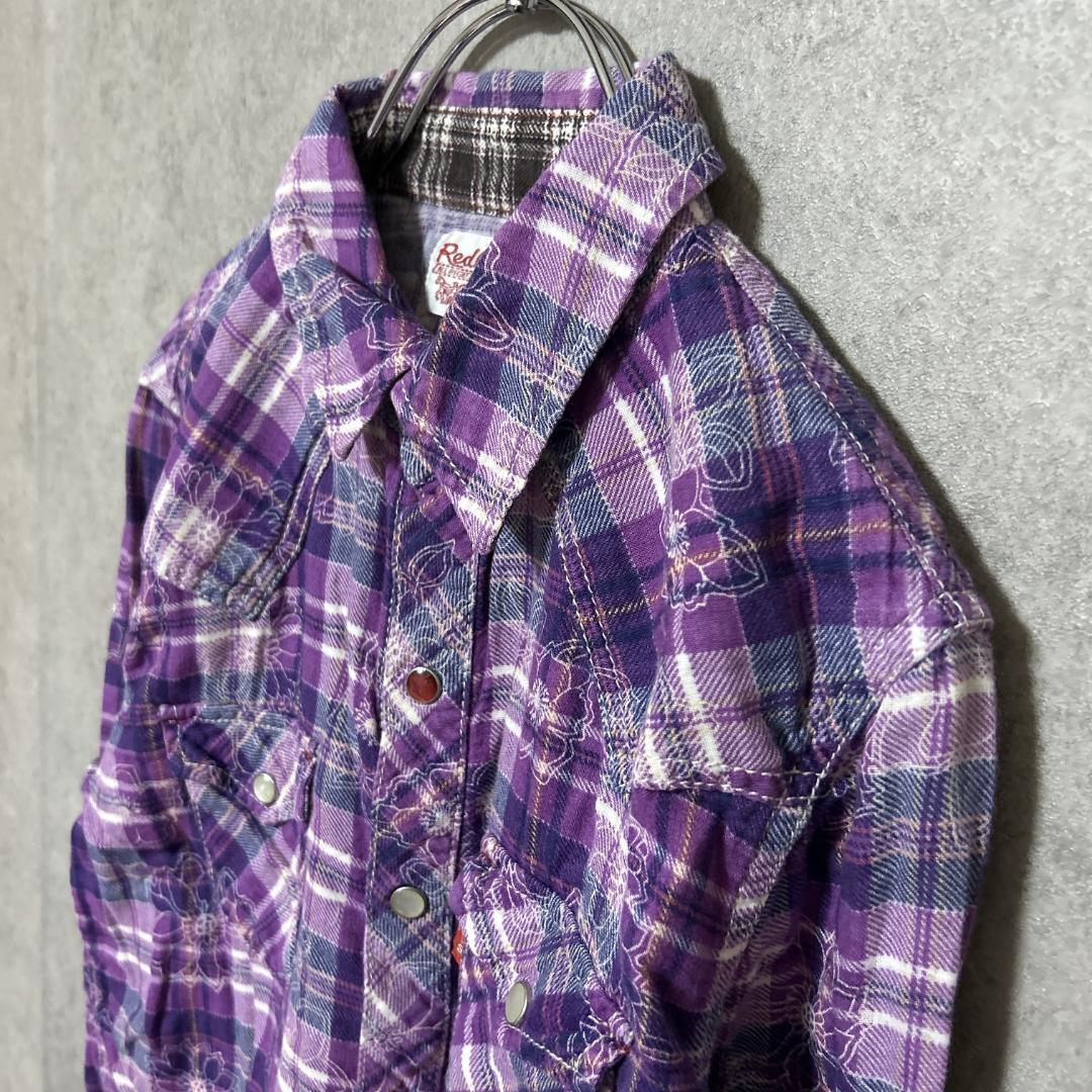 [ Levi's ](S) flannel shirt * check pattern * total floral print * snap-button * casual 