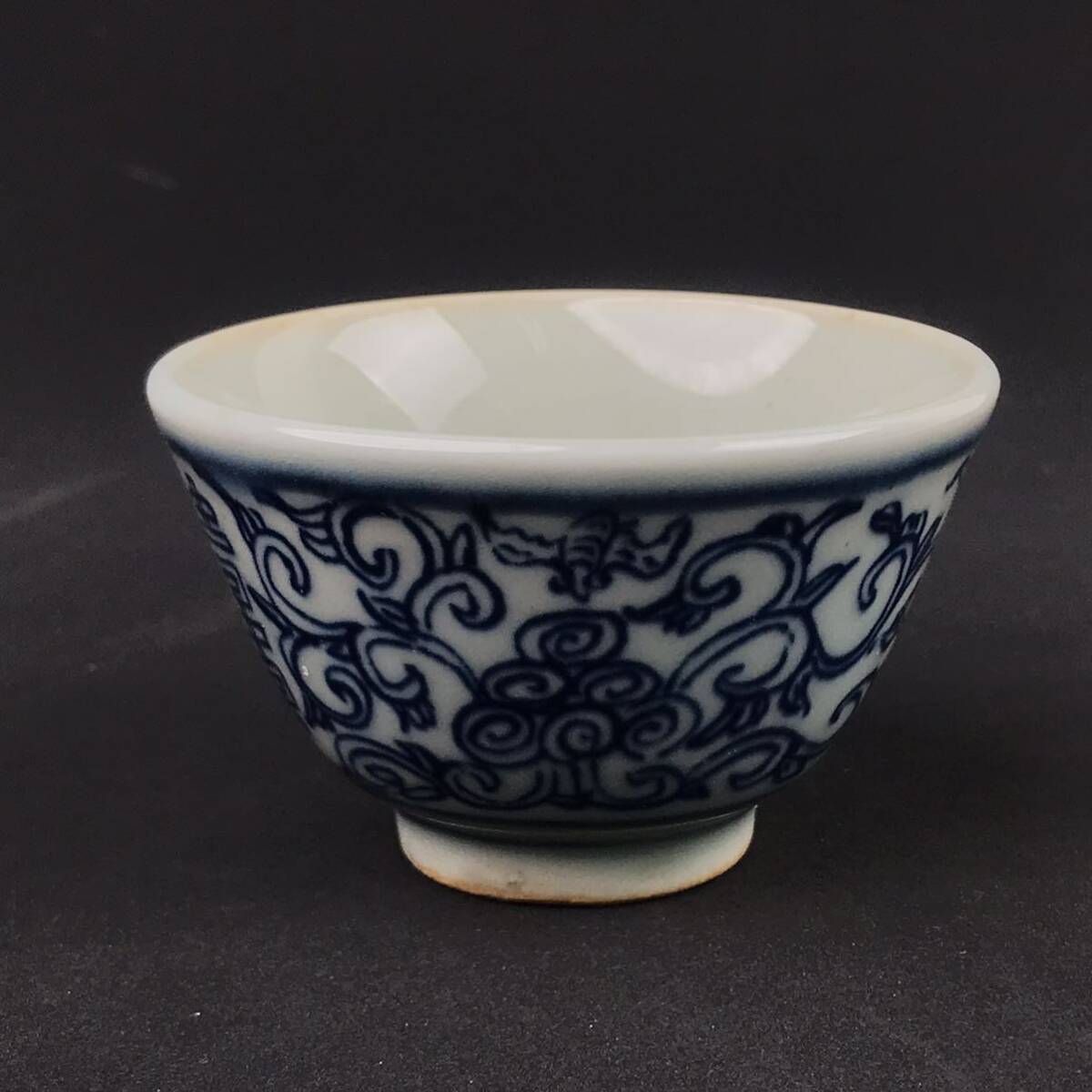 中国古玩 茶碗 茶道具 染付 茶器 時代物 清代 古美術 煎茶茶碗 茶盃