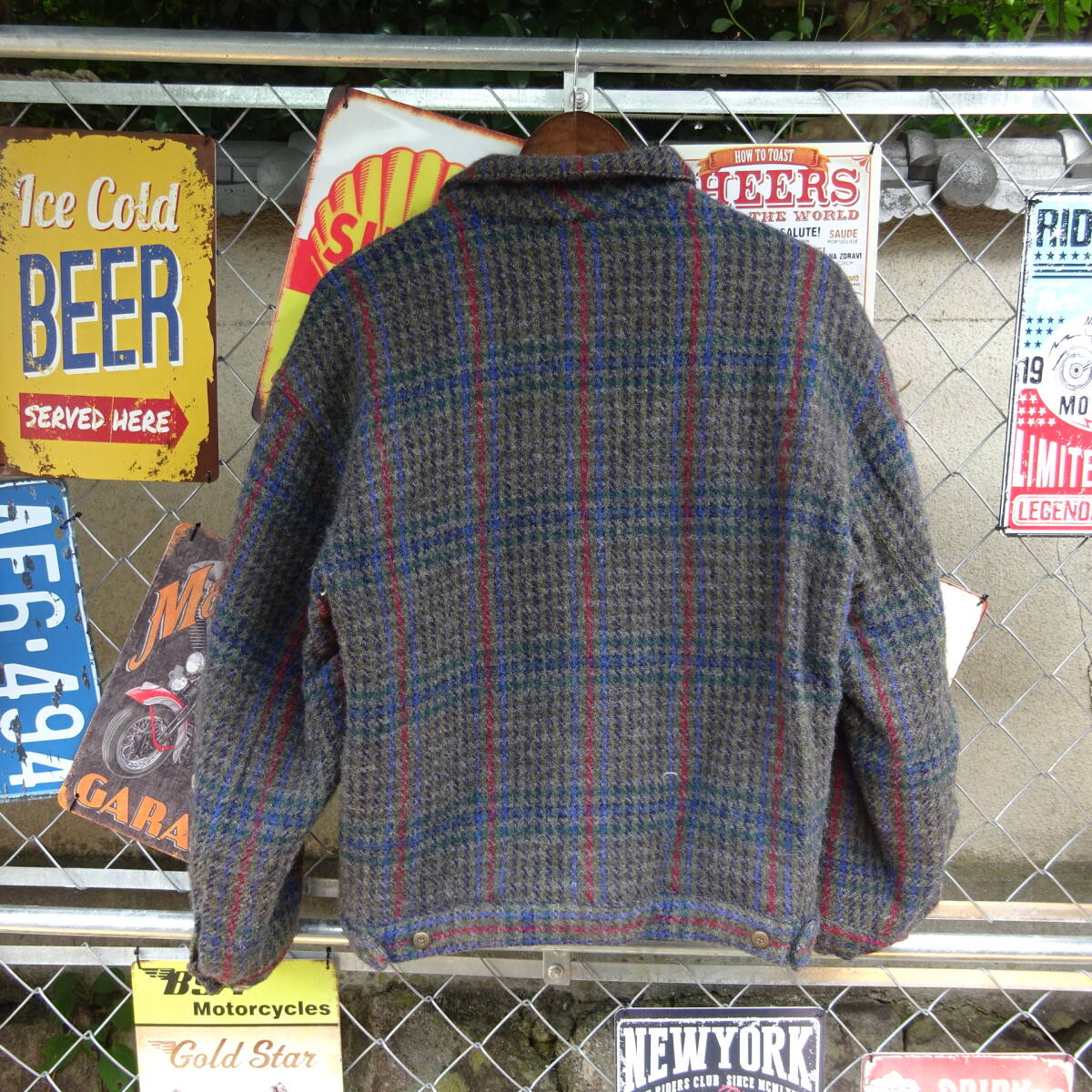 美品】バラクータウールジャケットブルゾンタータンチェックグレー38 美品】バラクータウールジャケットブルゾンタータンチェックグレー38