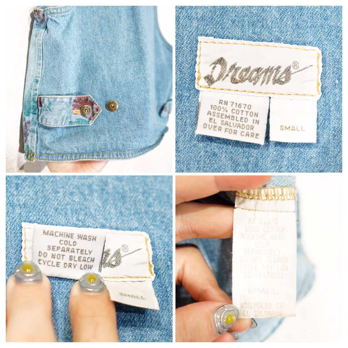 USA VINTAGE Dreame FLOWER PATTERNED DESIGN DENIM VEST/アメリカ古着花柄デザインデニムベスト
