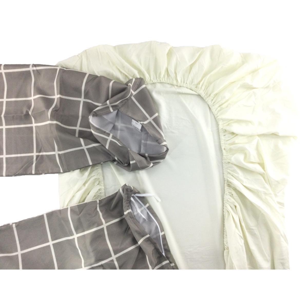 寢具カバー 3點(diǎn)セット シングル 幅150x210cm グラフチェック柄 チャコールグレー