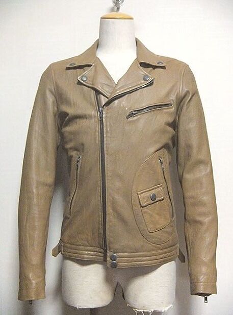 Liugoo Leathers(リューグーレザーズ).ラムレザー ダブル ライダース L(キャメル/上質.羊革/肩44幅53丈64/バイカー/リューグー/5351 haruf)