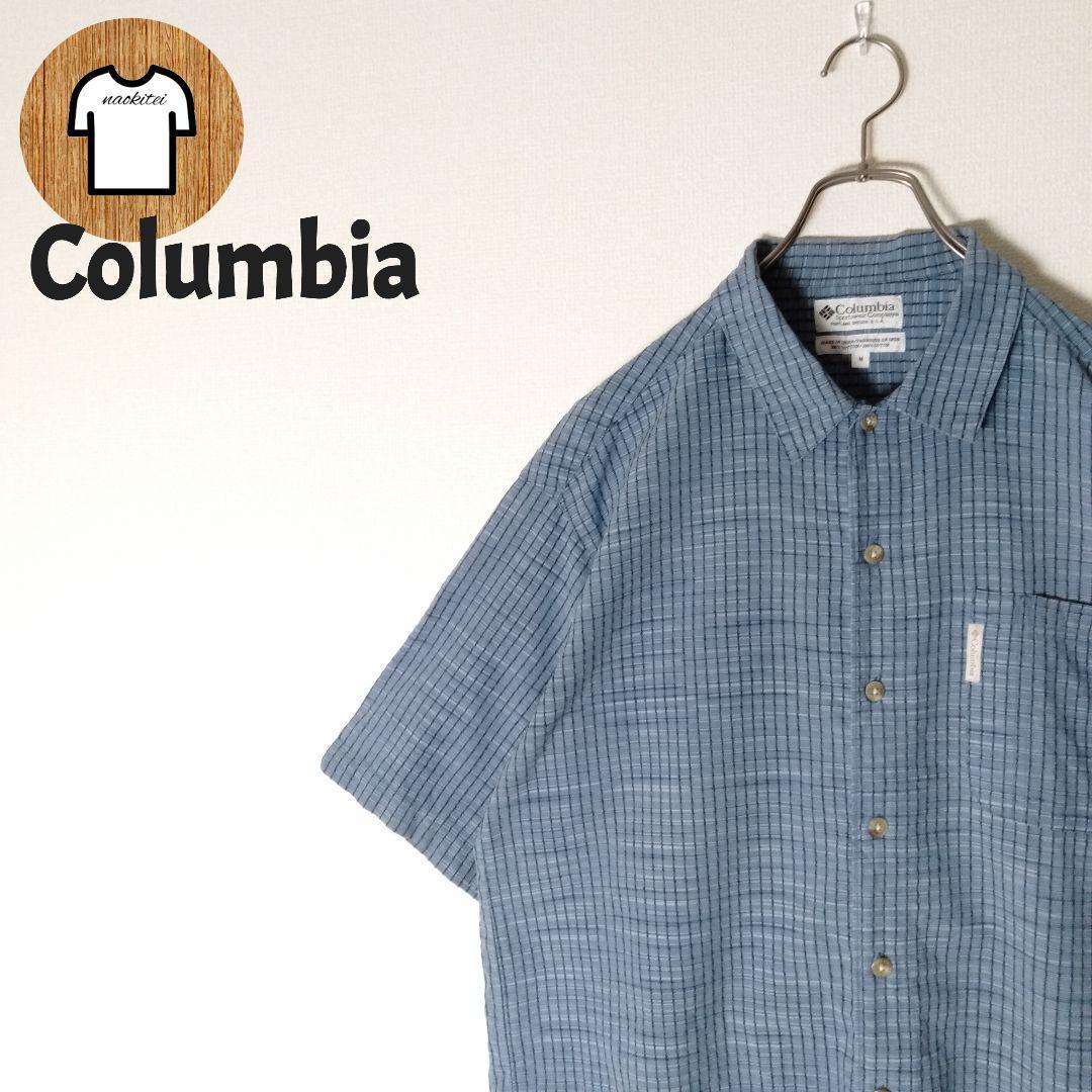 [Columbia short sleeves shirt XL total pattern one Point Logo abroad old clothes A813