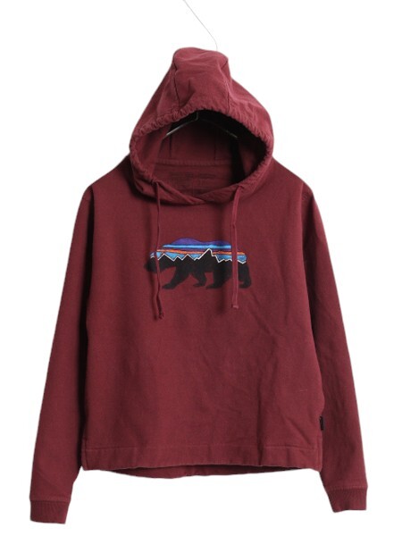 18年製 パタゴニア プリント スウェット フード パーカー レディース S / Patagonia プルオーバー ストレッチ 裏起毛 フィッツロイ ベアー