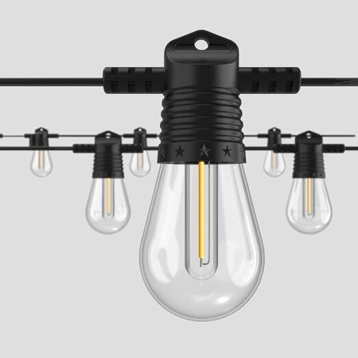 LEDストリングライト 15m 屋外 防雨型 延長コード スイッチ付き 16個S14 電球ソケット 電球色 PC素材 連結可能 屋内 屋外照明