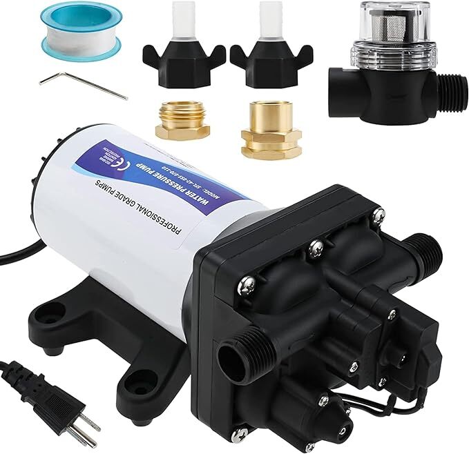 給水 排水ポンプ ダイヤフラムウォーターポンプ 最大55PSI 20.8L/min キッチン バスルーム RV ボート ガーデン