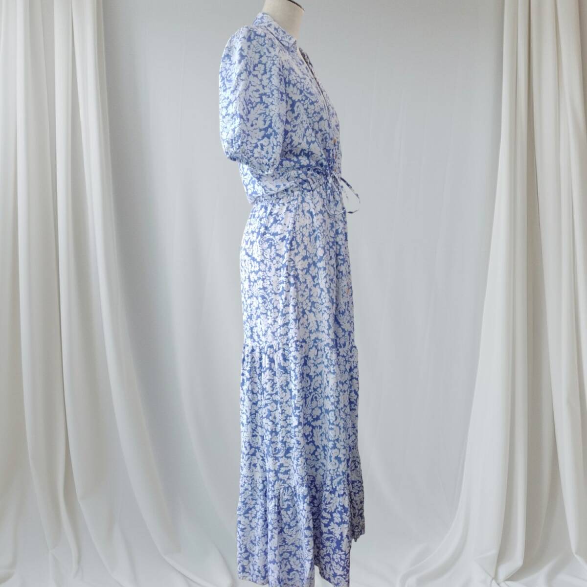 ZARA 麻混 ザラ フラワープリント ロングワンピース XS S-M相当 ZARA 麻混 ザラ フラワープリント ロングワンピース XS S-M相当