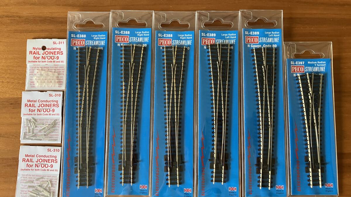 PECO N Gauge Code80 ポイント線路(SL-E388×3個、SL-E389×2個、SL-E397×1個)＆ジョイナー　まとめて