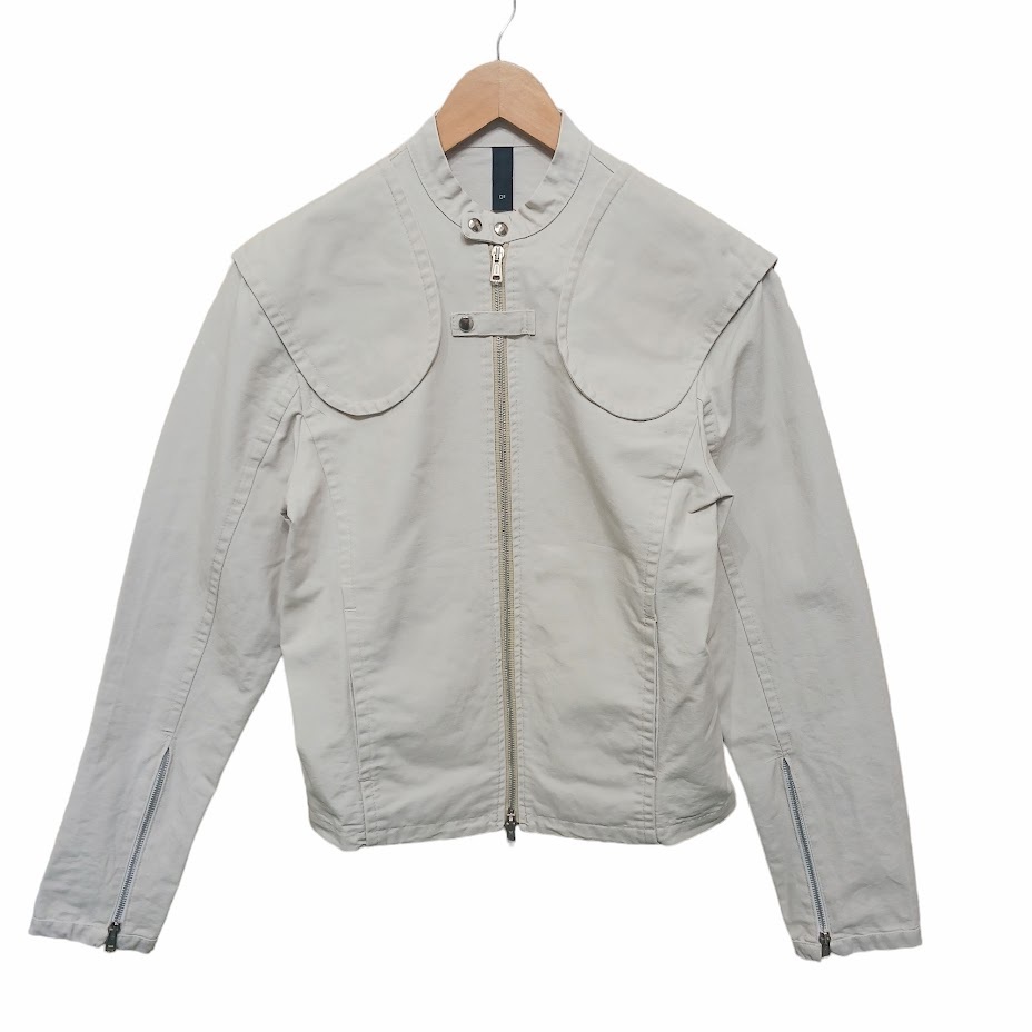 00s Y2K DSQUARED2 ディースクエアード シングルライダースジャケット ブルゾン グレー、ホワイト系