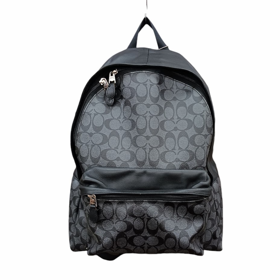 99 COACH Coach コーチ Bag Rucksack F71973 シグネチャー PVC ×レザー リュックサック バックパック ブラック