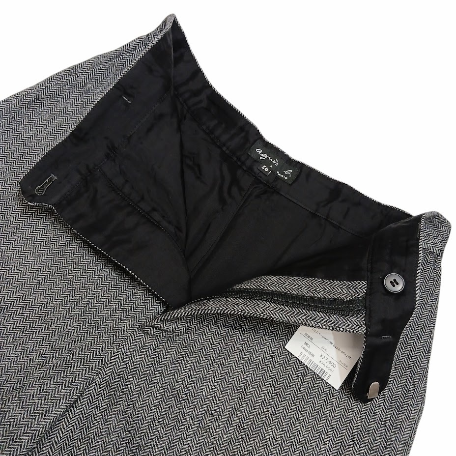 美品 agns b. agnes b アニエスベー ツイードパンツ ヘリンボーン グレー Y373TBU0 36