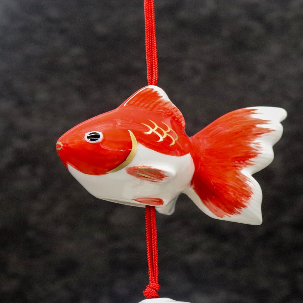 昔金魚 浮陶器 ヴィンテージ レトロ 風鈴 陶器製金魚 小鉢鈴 小物飾り 昭和 レトロ 夏の風物詩