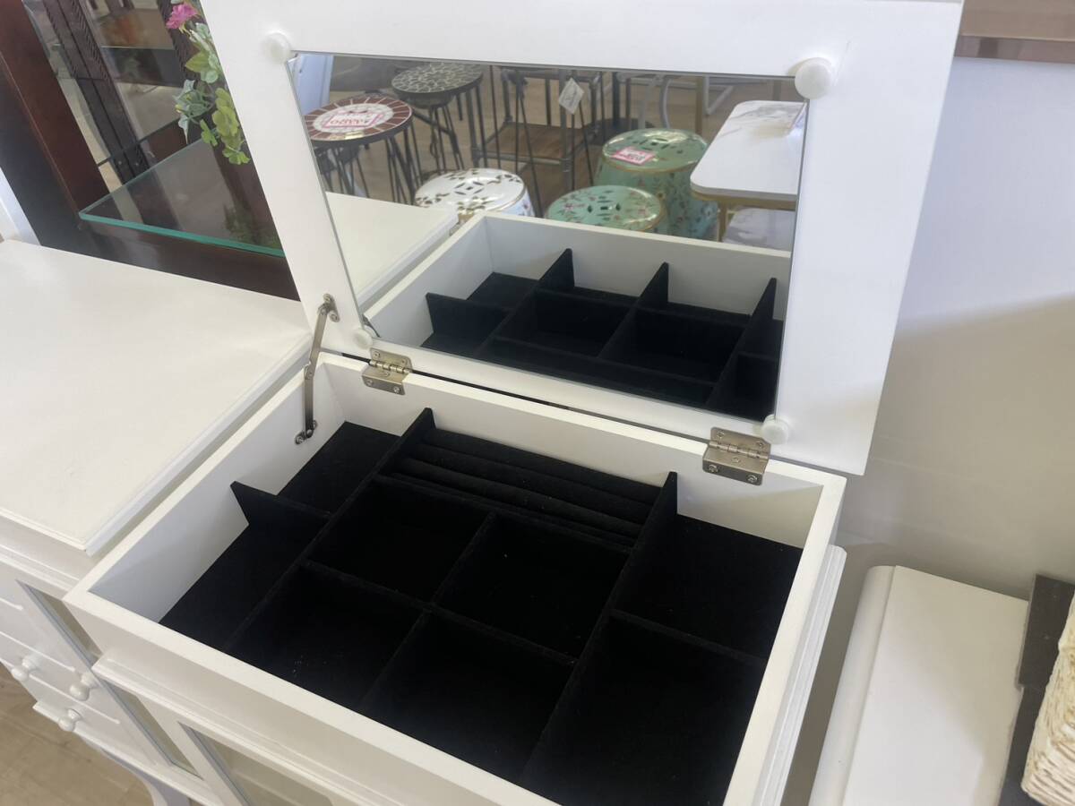 アクセサリーキャビネット ホワイト ドレッサー 引出し 鏡付き アクセサリーキャビネット ホワイト ドレッサー 引出し 鏡付き