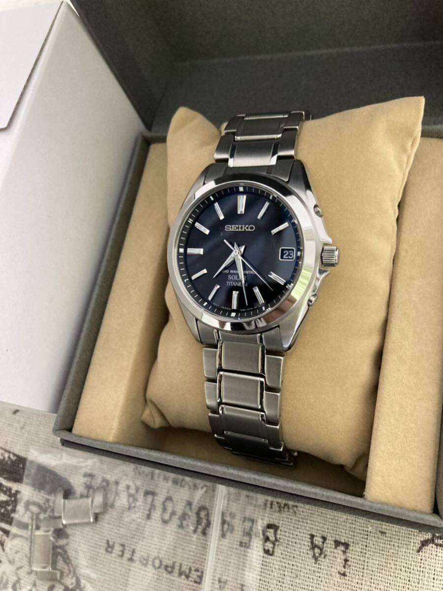 美品！ 廃盤 SEIKO セイコー メンズ チタン チタニウム GS ソーラー電波 スピリットスマート SBTM217