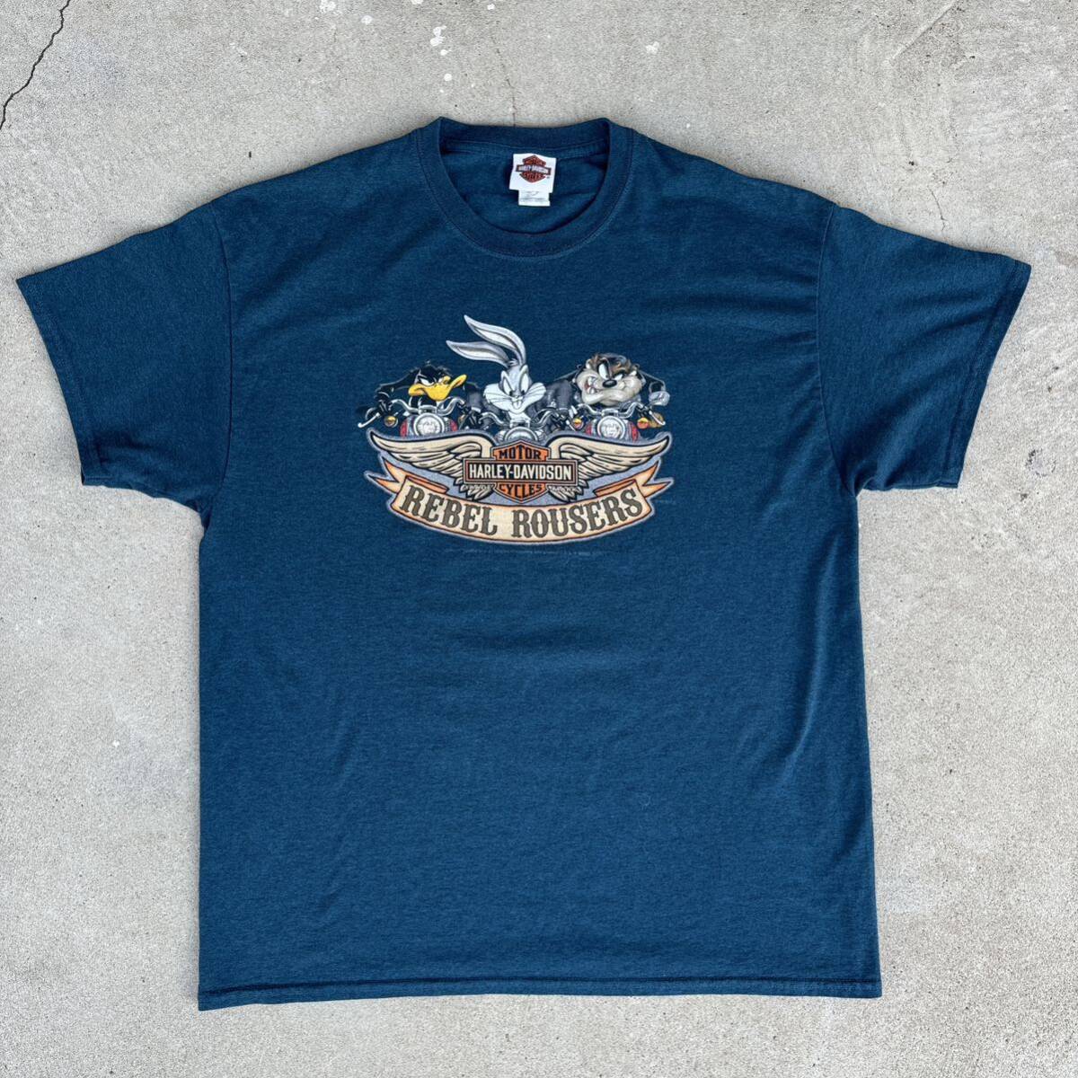 ビンテージ　ハーレーダビッドソン　ルーニーチューンズ　キャラクター　バイカー　Ｔシャツ　240812