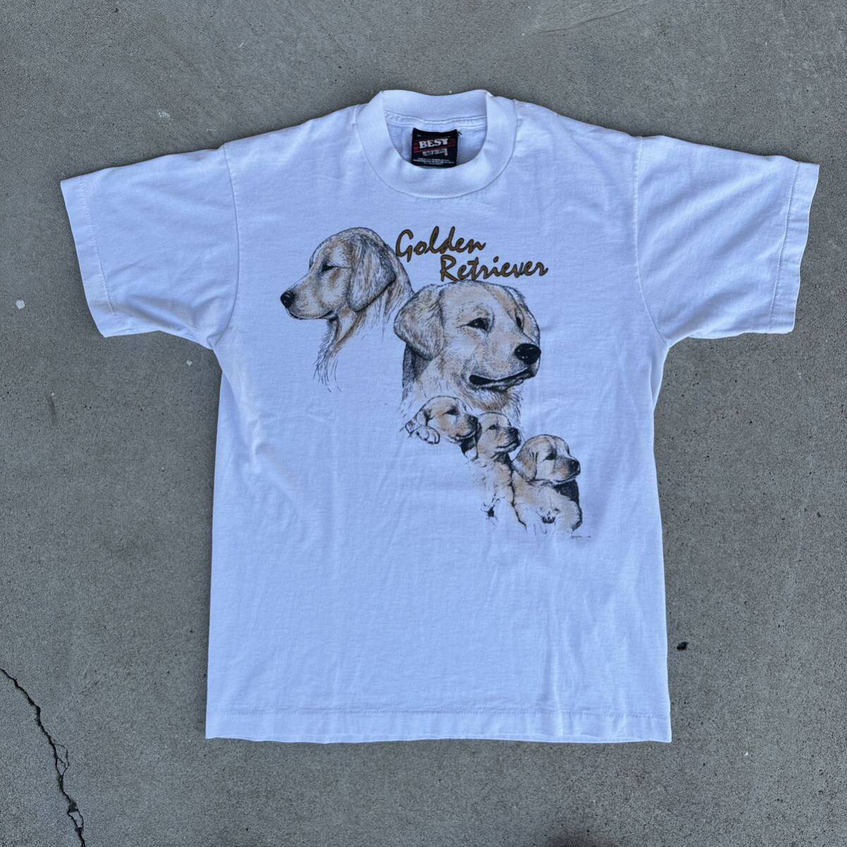 ビンテージ　USA製　90s　犬　ゴールデンレトリバー　アニマル　動物　Tシャツ　240813