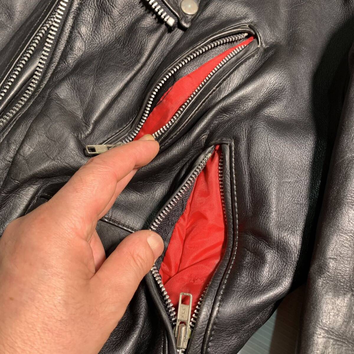 牛革 ダブル ライダースジャケット 赤裏 革ジャン CUIR 牛革 ダブル ライダースジャケット 赤裏 革ジャン CUIR
