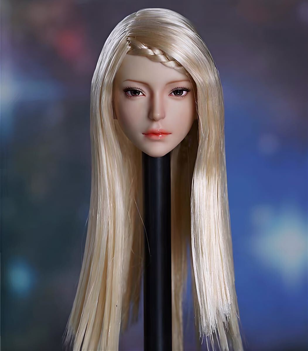 1/6 フィギュアヘッド　女性　アッシュストレート　植毛　編み　12インチ　カービング