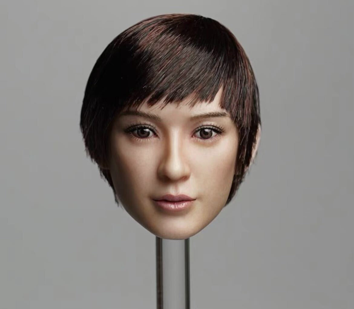 1/6 フィギュアヘッド　女性　植毛　12インチ　ブラウン　ショート　ボーイッシュ