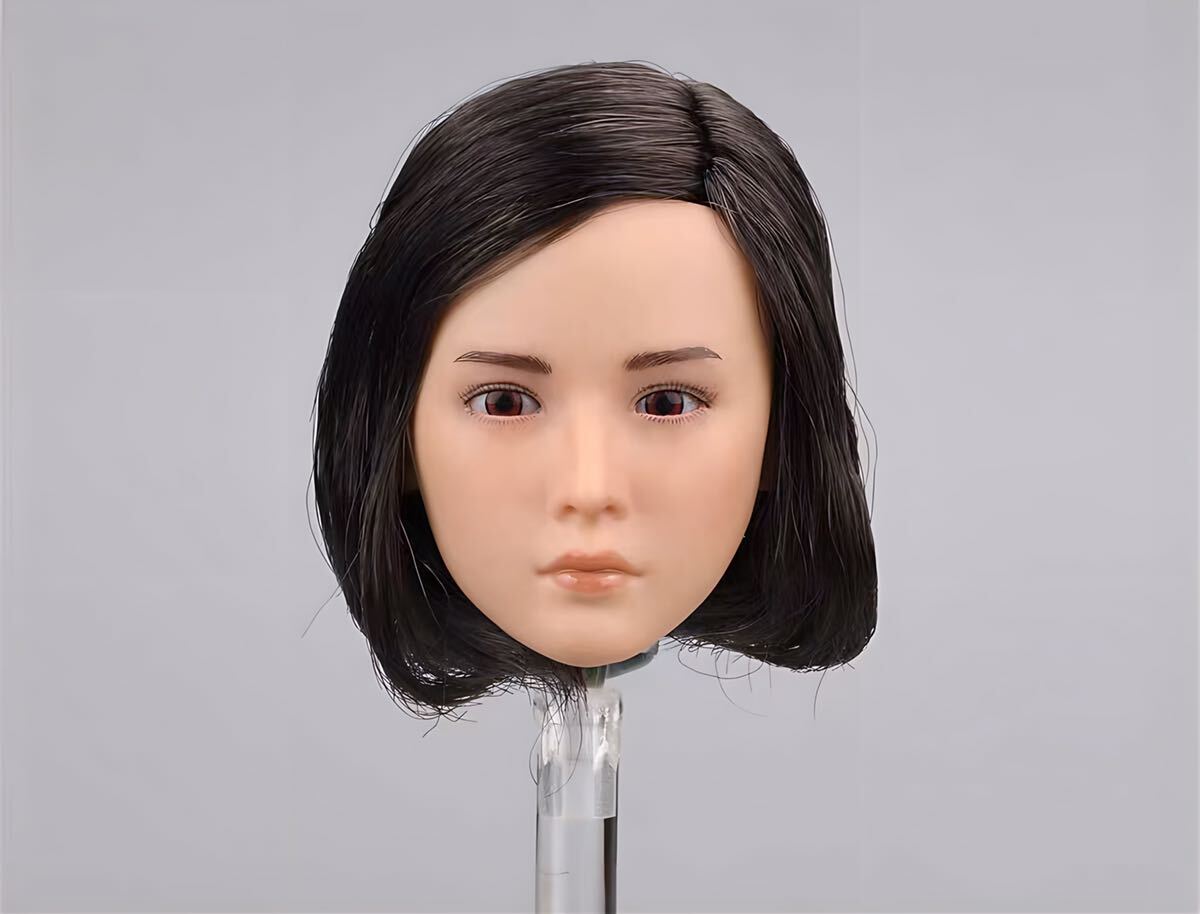 1/6 フィギュアヘッド　女性　ショート　和風美女　植毛　12インチ　可動眼