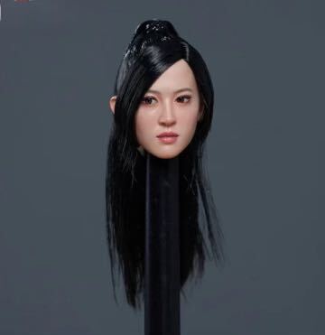 1/6 女性　フィギュア　ヘッド　スカルプ　アジアポニーテールスタイル　可動眼　アクションフィギュア　12インチ