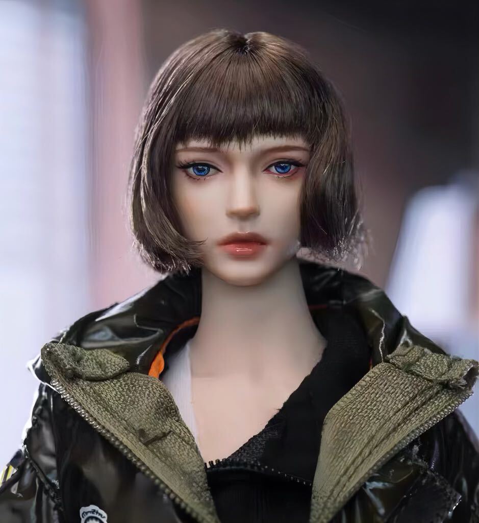 1/6 フィギュアヘッド　女性　ショート　茶色　植毛　12インチ　美形女子　ロシア系