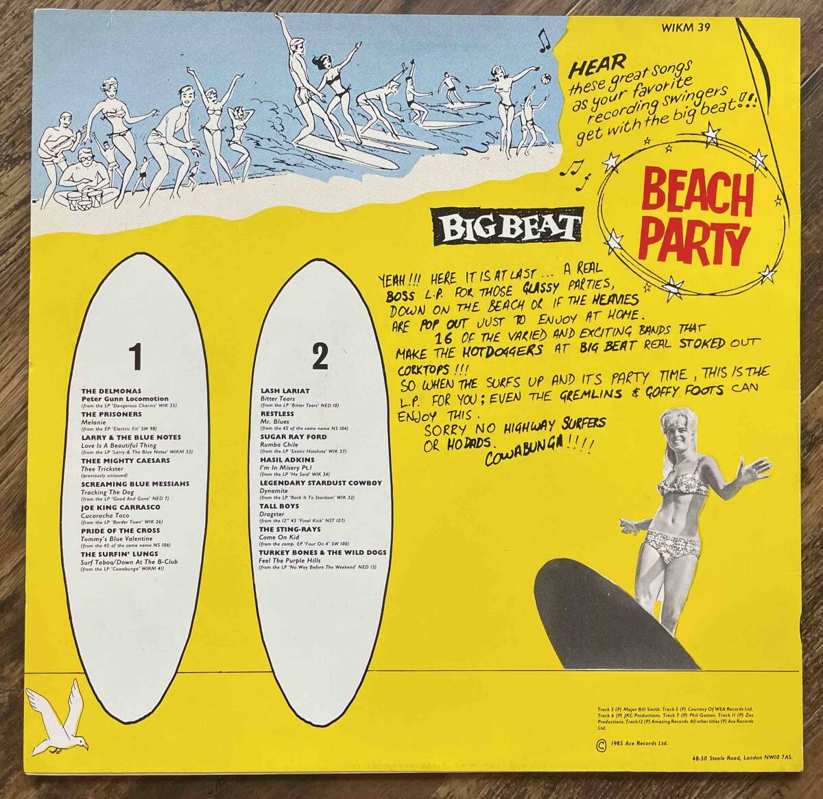 V.A/Big Beat Beach Party/ большой * свекла * этикетка [ Surf / гараж /PUNK/ носорог kobi Lee ] шедевр темно синий pi альбом 1985 год Англия запись 