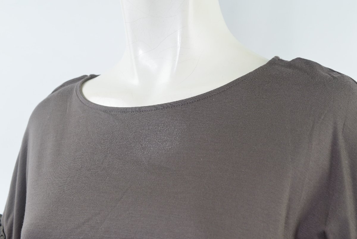 5000-NN00315★M-PREMIER Mプルミエ★上品な光沢ブラウン.:* リヨセル綿 半袖カットソー 36