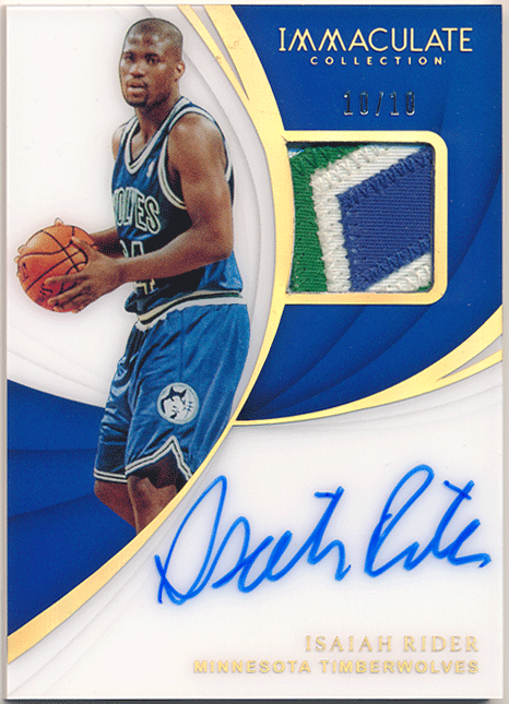 ☆ Isaiah Rider 2018-19 Panini Immaculate Collection Acetate Patch Auto 10/10 パッチオート アイザイア・ライダー ラストナンバー