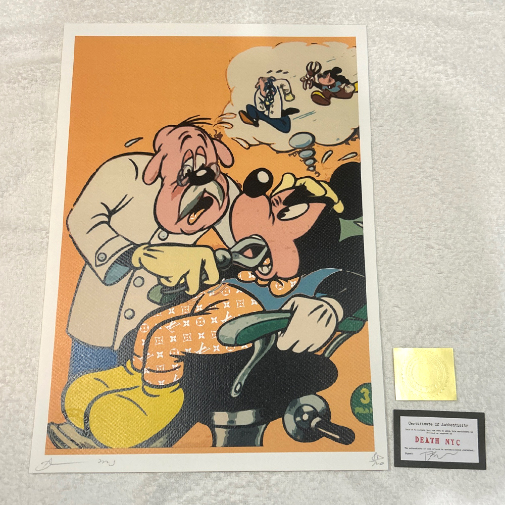 世界限定100枚 DEATH NYC ミッキーマウス ルイヴィトン LOUISVUITTON Dismaland ポップアート アートポスター 現代アート KAWS Banksy