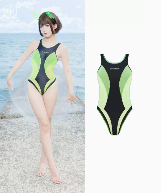  profit body company green shade .. swimsuit One-piece mesh transparent patchwork is ikatto two next origin costume play clothes black 