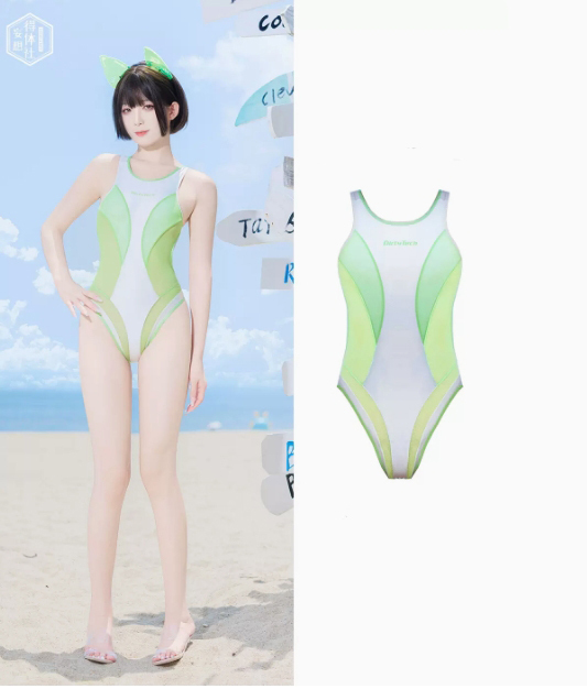 二次元　競泳水着 得体社 グリーンシェード 競泳水着 ワンピース メッシュ透明パッチワーク ハイカット 二次元 コスプレ衣装 ホワイト(水着)｜売買されたオークション情報、Yahoo!オークション(旧ヤフオク!)  の商品情報をアーカイブ公開 - オークファン（aucfan.com）