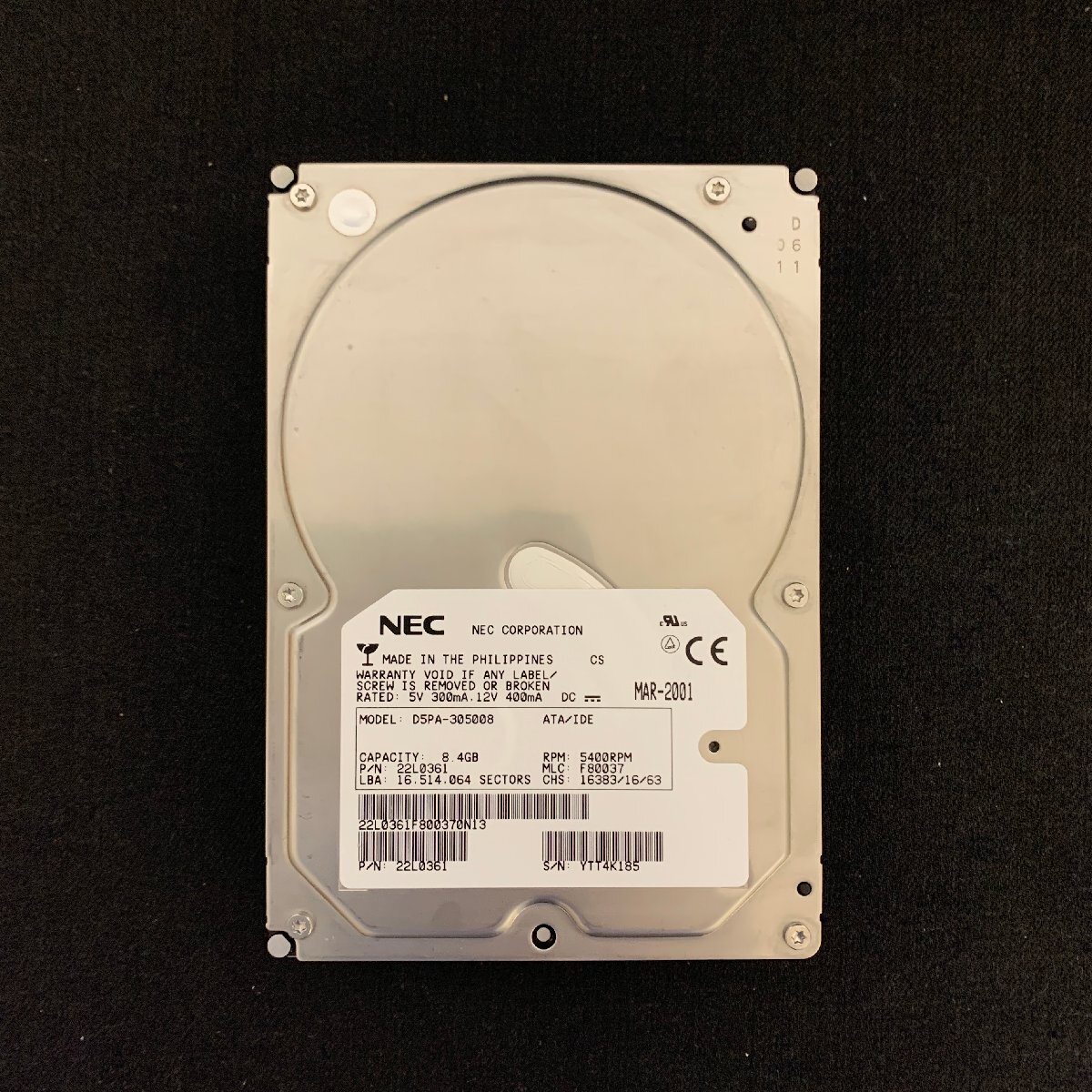 L430　NEC　D5PA-305008　IDE接続　ハードディスクドライブ　8.4GB　動作確認済
