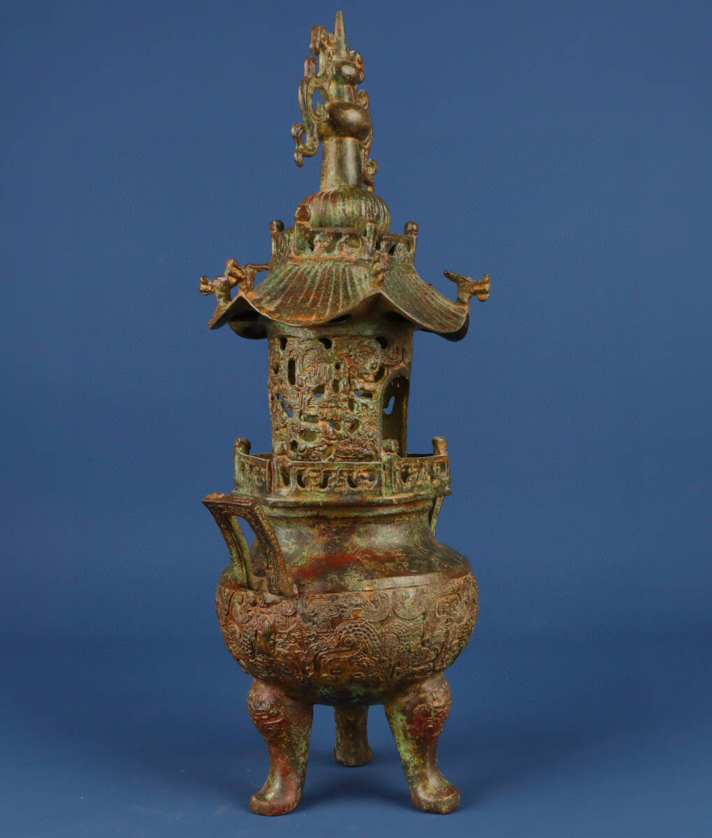 銅製 重工 彫刻 竹の香り炉 茶道具 香道具 装飾品 工芸品 美術品 置物