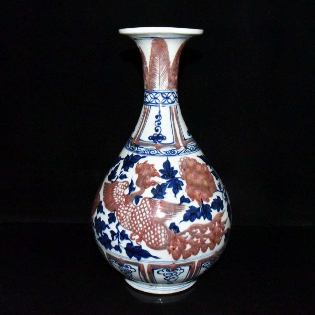 中国美術 古玩 紅釉壺 置物 中国美術 釉里紅 花瓶 置物