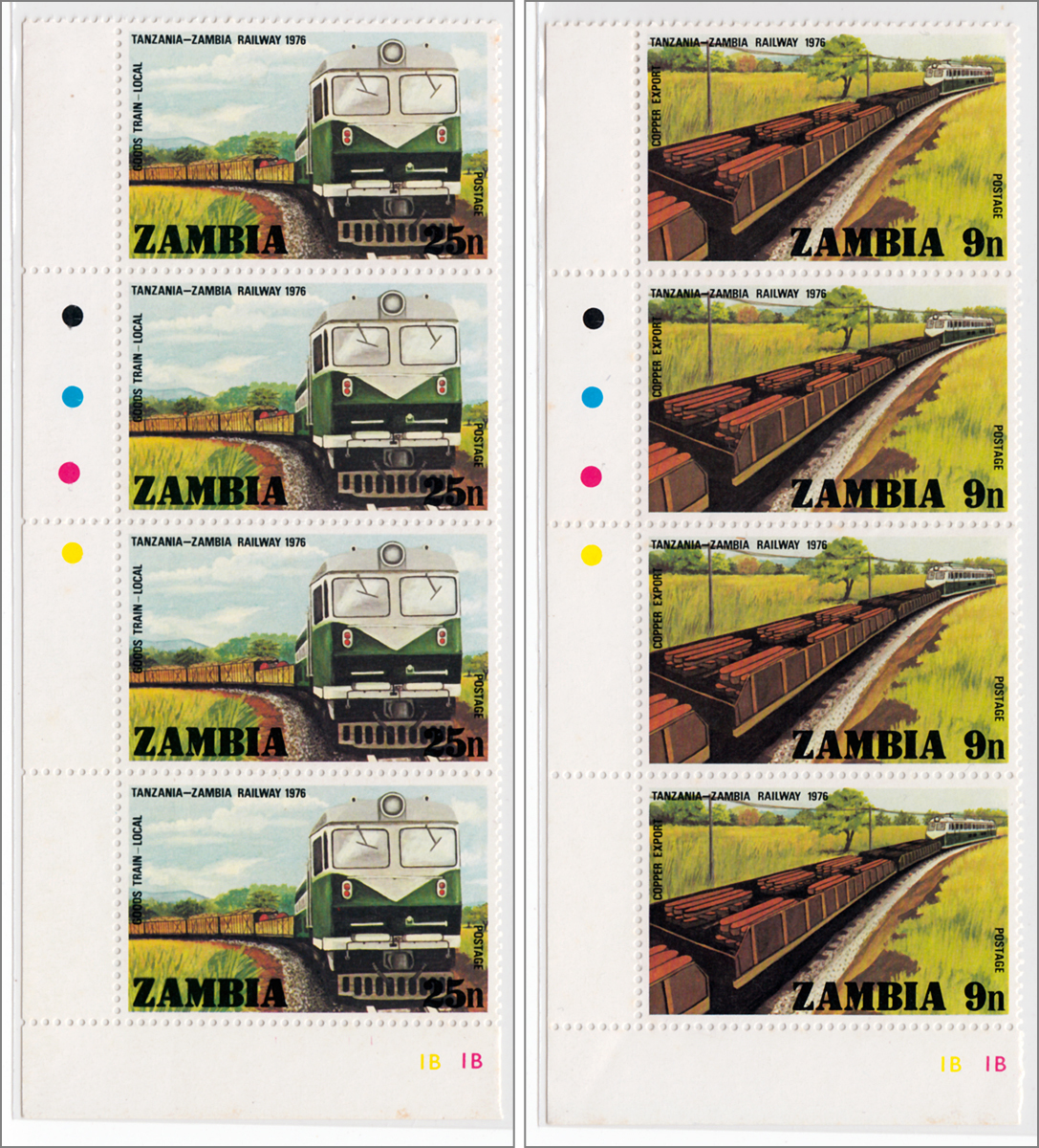 切手・ザンビア「タンザン鉄道」2種8枚 *カラーマークの画像1