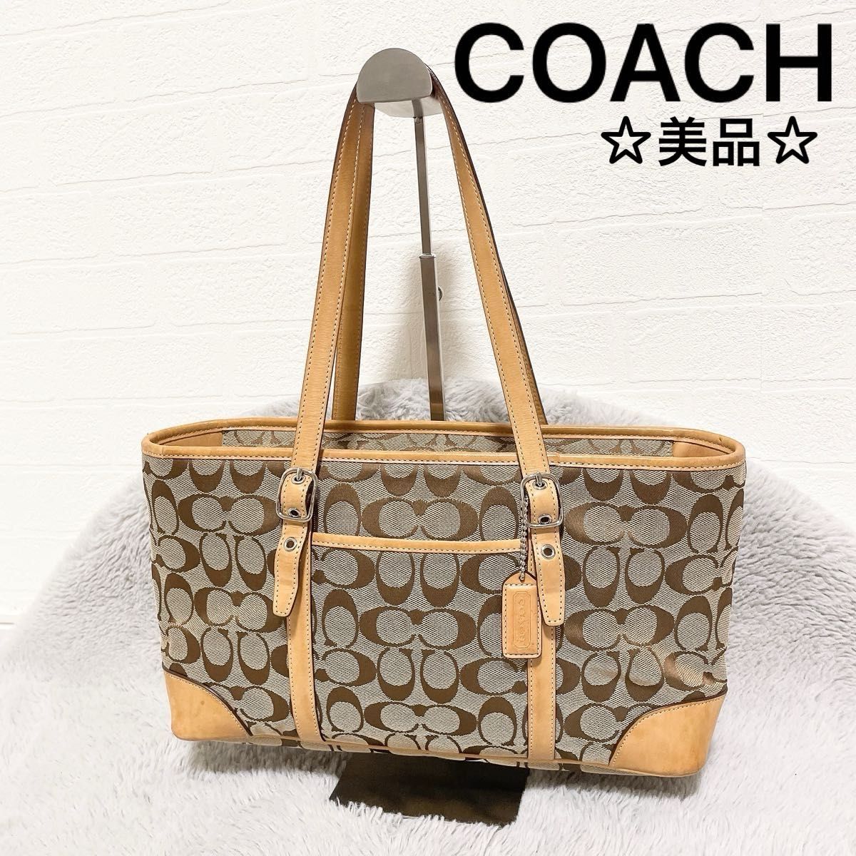 COACHコーチシグネチャートートバッグ レザー×キャンバス FM-092 COACHコーチシグネチャートートバッグ レザー×キャンバス FM-092