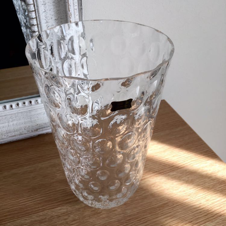 美品◆ラスカ ボヘミアガラス フラワーベース 花瓶 チェコ 箱付き_画像4