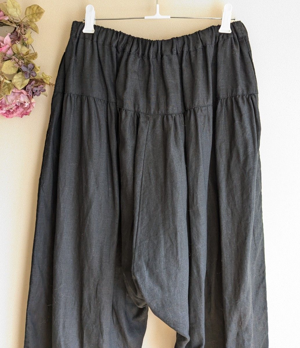 nest Robe ネストローブ ブラックリネンペチコートパンツ 裾 nest Robe ネストローブ ブラックリネンペチコートパンツ 裾