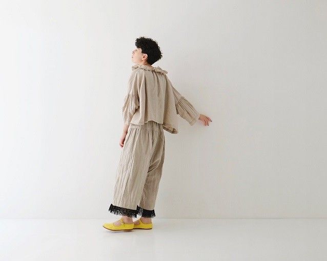 nest Robe ネストローブ ブラックリネンペチコートパンツ 裾 nest Robe ネストローブ ブラックリネンペチコートパンツ 裾