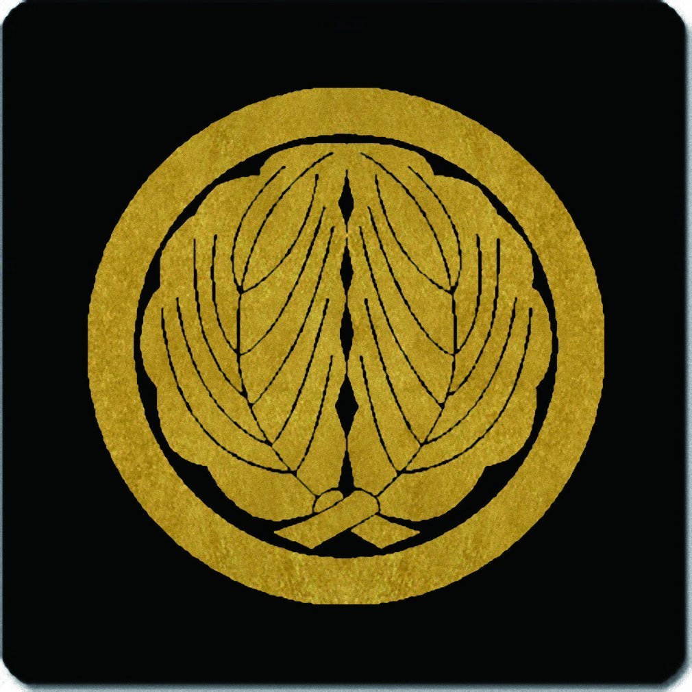 house . seal gold . black ground circle ... Kashiwa 10cm x 10cm KS10-0789
