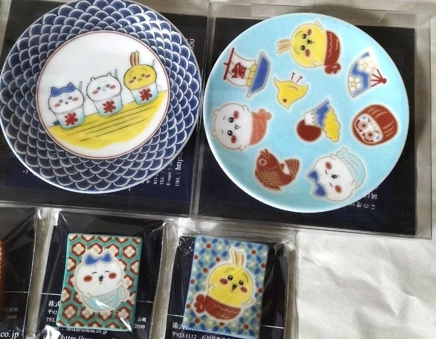 ちいかわ ちいかわお台場商店 ちいかわ縁日 九谷焼 豆皿3種 ちいかわ ちいかわお台場商店 ちいかわ縁日 九谷焼 豆皿3種