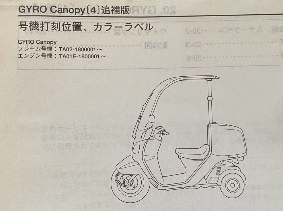 HONDA サービスマニュアル GYRO Canopy TA02