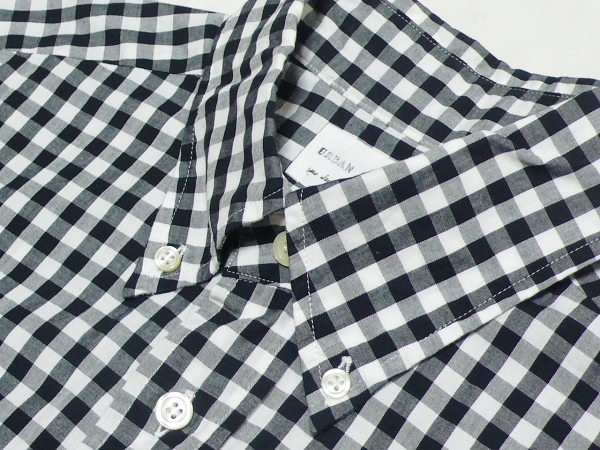 美品UrbanReserchアーバンリサーチ半袖ボタンダウンシャツ38(M)白黒ギンガム日本製_画像7