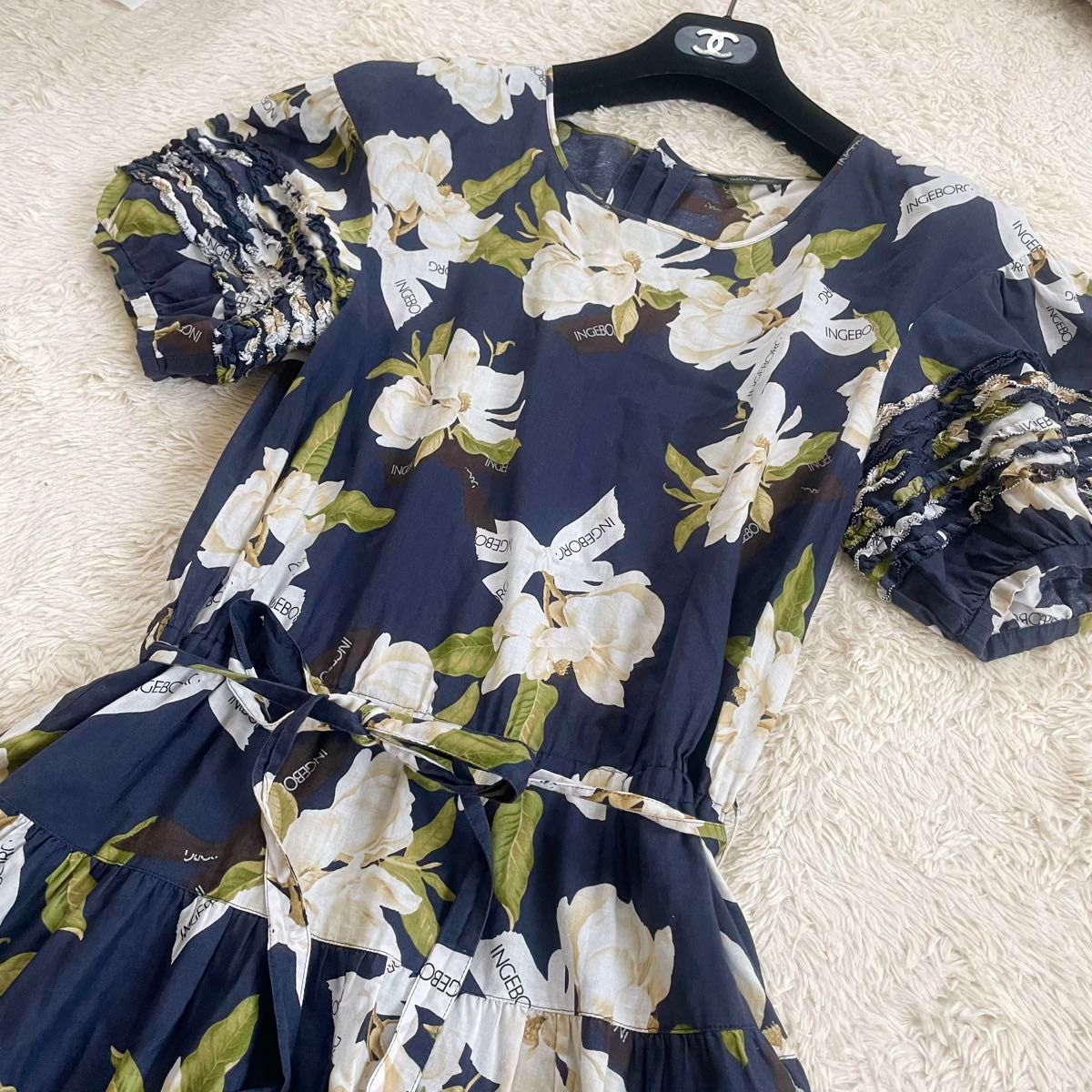 美品 インゲボルグ INGEBORG マグノリア ベルト付きワンピース 美品 インゲボルグ INGEBORG マグノリア ベルト付きワンピース