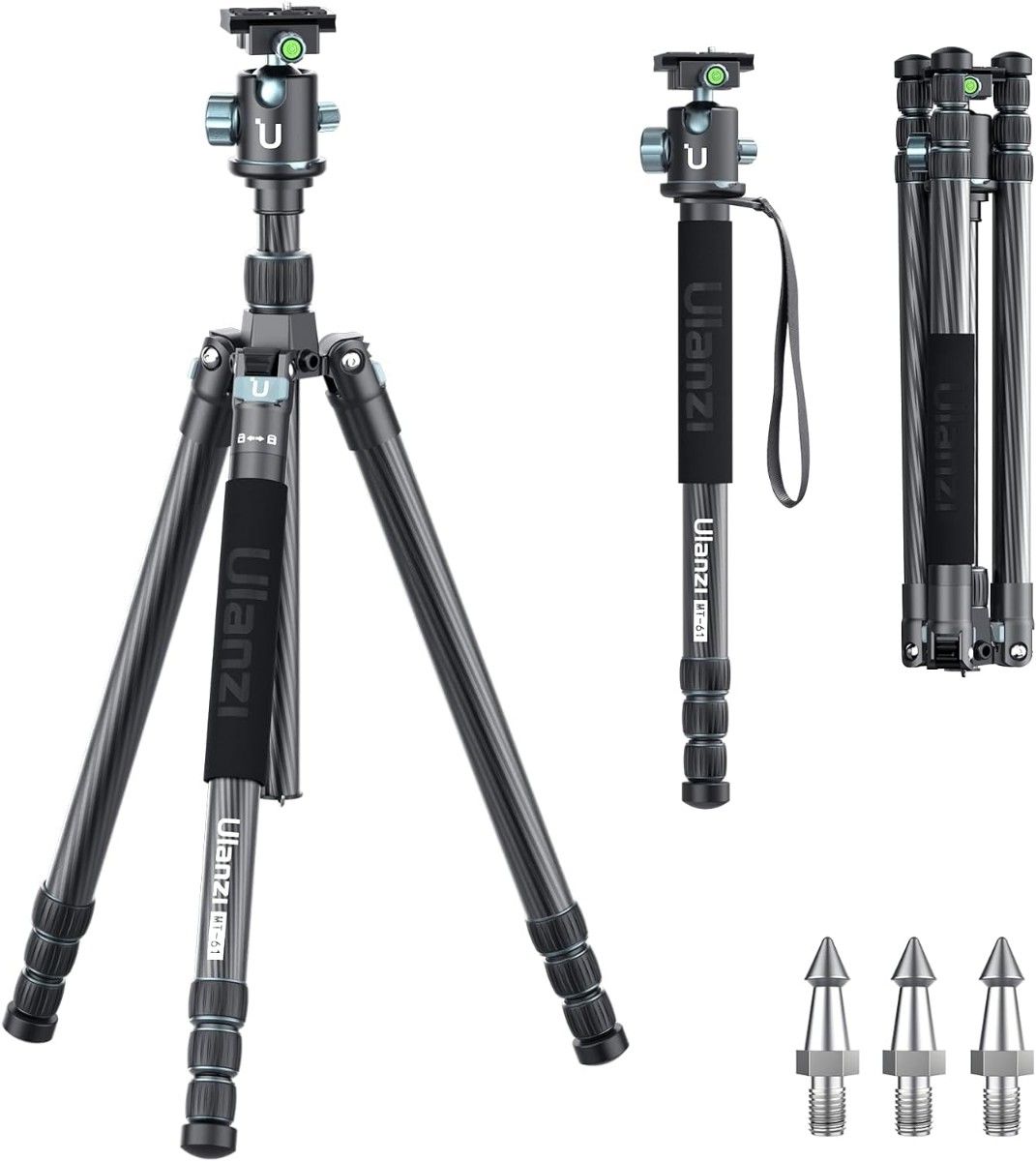 Ulanzi MT-61 三脚 カーボン三脚 174cmカメラ三脚 5段階伸縮 一 Ulanzi MT-61 三脚 カーボン三脚 174cmカメラ三脚 5段階伸縮 一