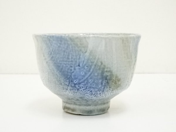 ys6964636; 益子焼 佐久間賢司造 塩釉刷毛目茶碗(共箱)【道 ys6964636; 益子焼 佐久間賢司造 塩釉刷毛目茶碗(共箱)【道