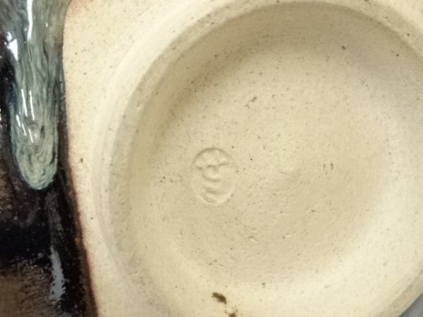 ys6968849; 膳所焼 岩崎新定造 瓢文茶碗(共箱)【道】 茶道具 ys6968849; 膳所焼 岩崎新定造 瓢文茶碗(共箱)【道】 茶道具