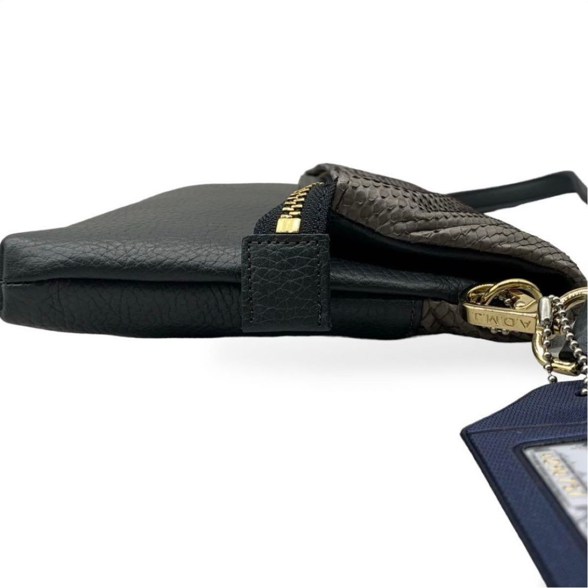 極美品 A D M J 2wayバッグ ゴールド金具 プレート パイソン 極美品 A D M J 2wayバッグ ゴールド金具 プレート パイソン